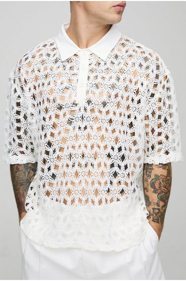 Oversized Knitted Crochet Polo