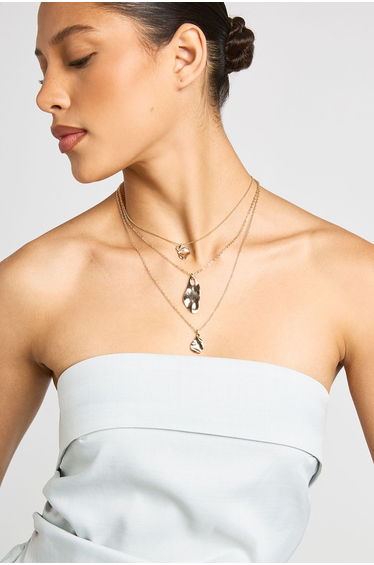 Abstract Pendant Layered Necklace - gold