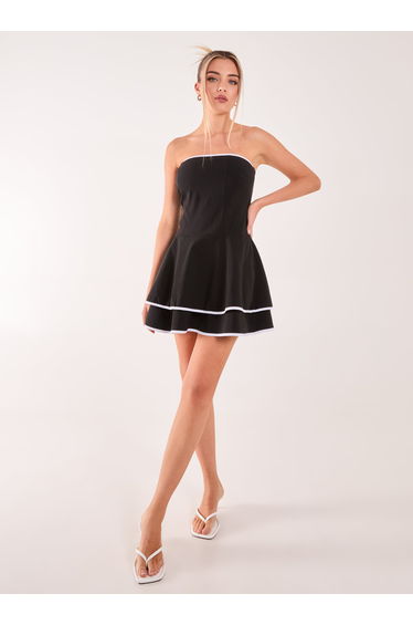 Bandeau Contrast Binding Mini Dress