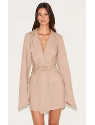 Clay Woven Belted Blazer Dress