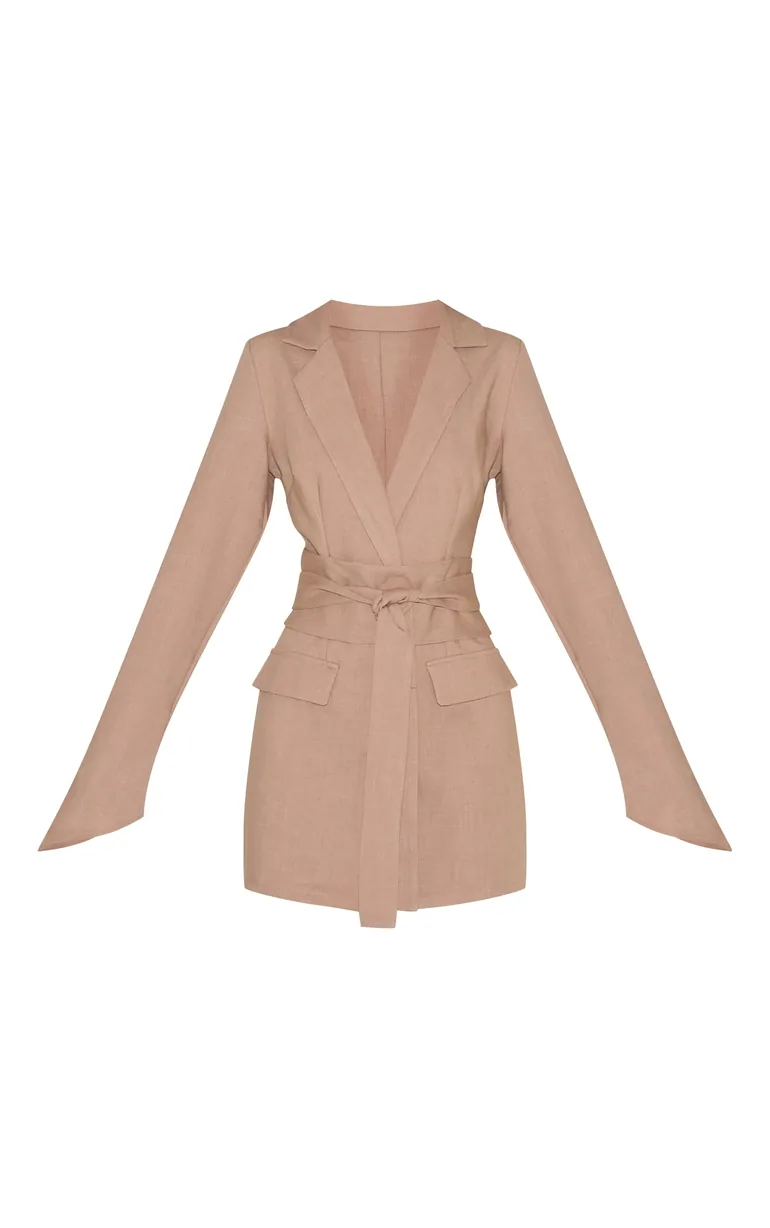 Clay Woven Belted Blazer Dress - 4