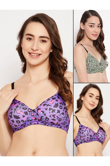 Set of 2 - Padded Non-Wired Full Cup Animal Print T-Shirt Bra