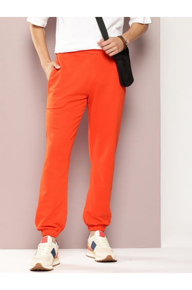 Men Orange Solid Joggers
