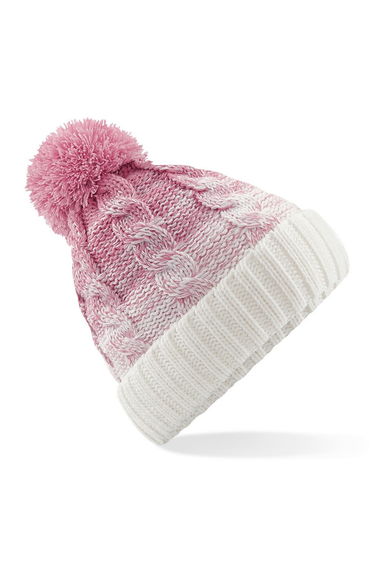 Beechfield Unisex Ombre Styled Beanie - Dusky Pink/Off White