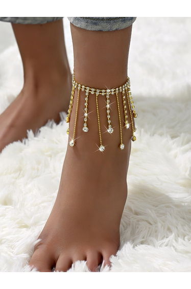 Embellished Anklet with Tassel Pendants