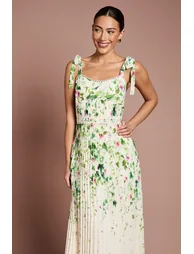 Pleated Printed Georgette Midi Dress - 1