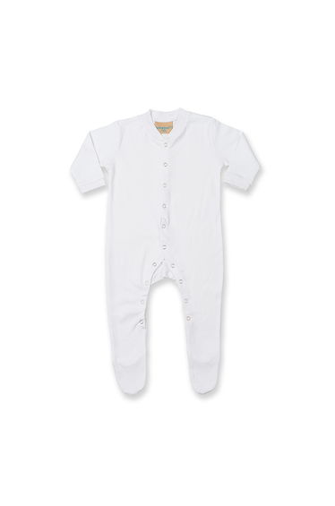 Larkwood Baby Unisex Plain Long Sleeved Sleepsuit - White