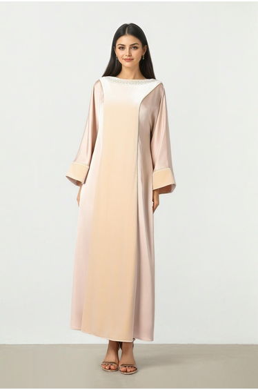 Embroidered Beige Kaftan