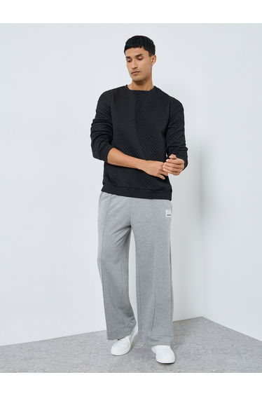 Men Texture Round Neck Sweatshirt