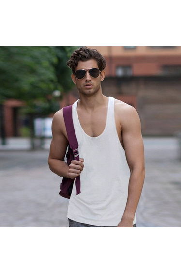 Skinnifit Mens Plain Sleeveless Muscle Vest - White