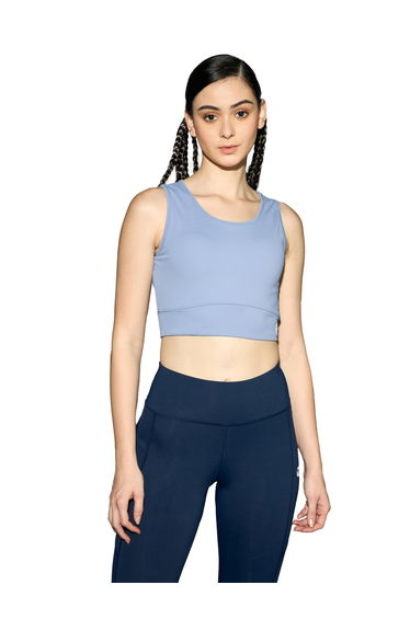 Solid Padded Sports Bra with Logo Detail