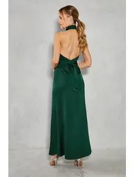 Satin Halter Bias Cut Maxi Dress - 2