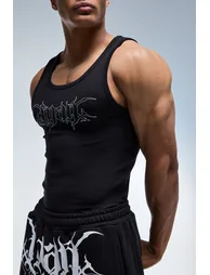 Man Active Muscle Fit Rib Vest - black - 2