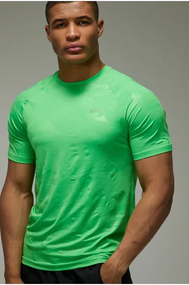 Man Active Camo Regular Fit T-shirt - bright green