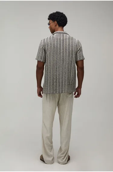 Regular Fit Basket Weave Shirt - black