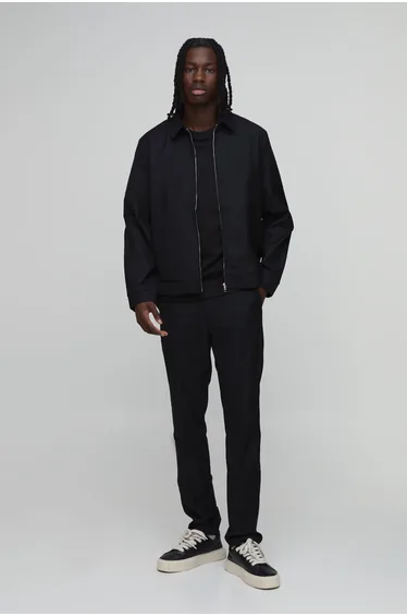 Tailored Crease Front Straight Fit Co-Ord Trousers - black