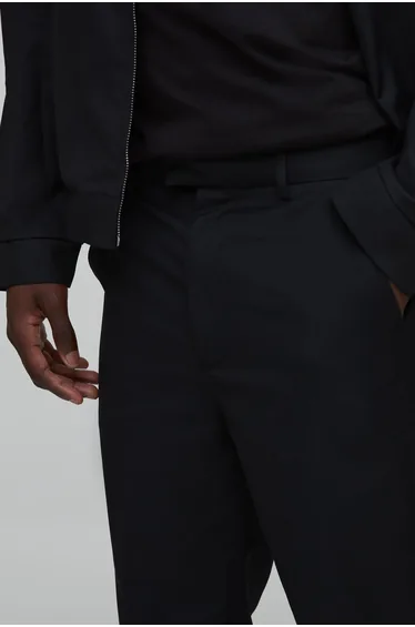 Tailored Crease Front Straight Fit Co-Ord Trousers - black