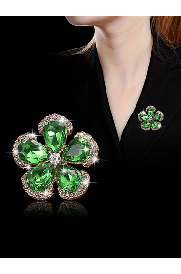 Rhinestone Flower Embellished Brooch
