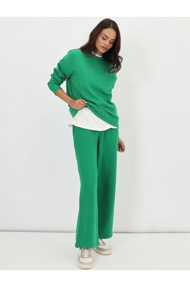 Green Straight Fit Fleece Trackpants