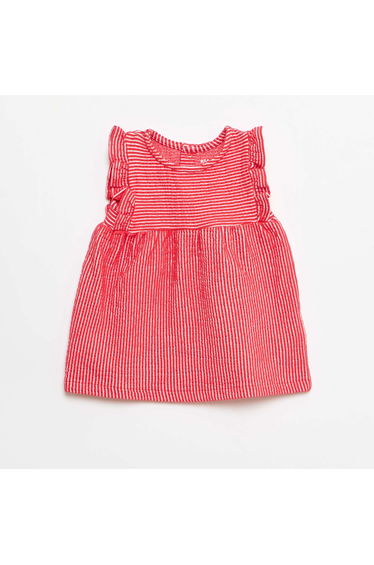 Ribbed short-sleeved dress RED