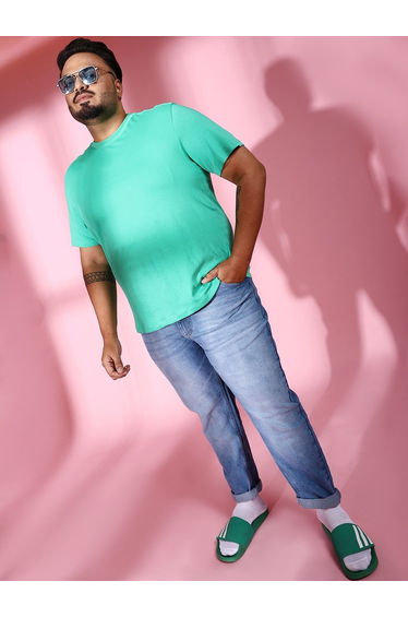 Plus Size Men Slim Fit Faded Jeans