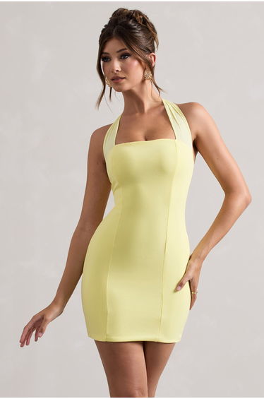 Soul | Lemon Bodycon Halter-Neck Mini Dress