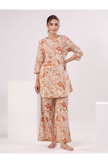 Women Ethnic Motifs Printed Cotton Tunic and Pyjama Set
