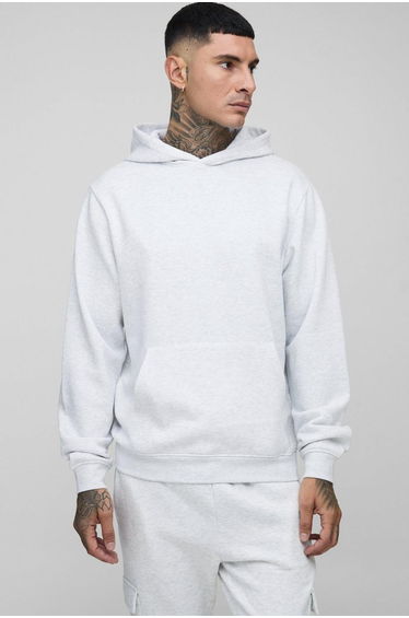 Tall Basic BM Signature Regular Fit Over the Head Hoodie - grey marl