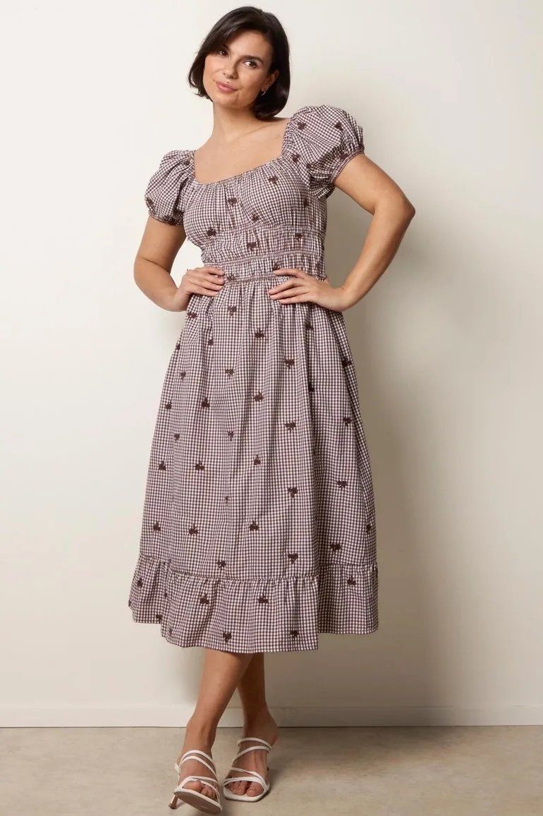 Gingham Milkmaid Midi Dress