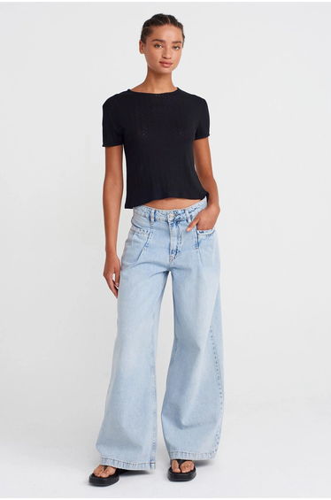 Dilvin Women's Ribbed Crop T-Shirt