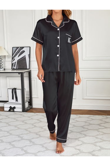 Women Solid Short Sleeve Shirt and Pyjama Set