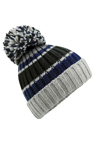 Beechfield Unisex Adult Hygge Striped Beanie - Blue/Steel Grey