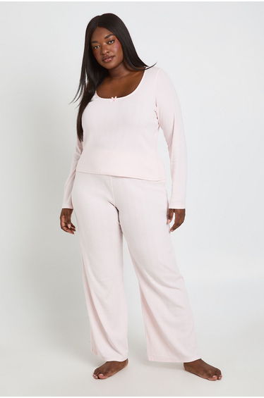 Plus Pointelle Pyjama Trouser - baby pink