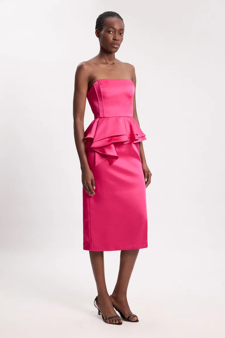 peplum satin dress Buy Friends Like These Berry Red 2-In-1 Belted Peplum Satin Midi Dress from  Next USA
