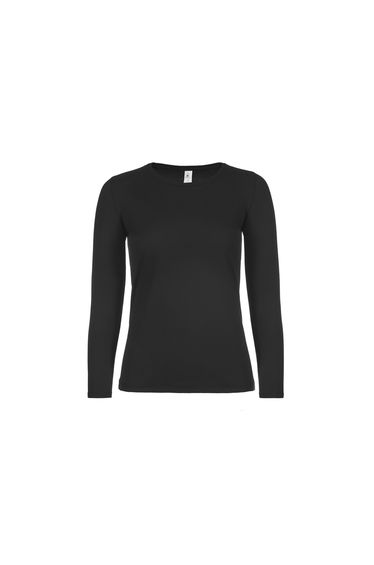 B&C Womens/Ladies #E150 Long Sleeve T-Shirt - Black