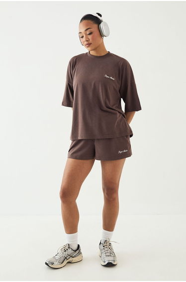 DSGN Studio Lounge Henley Button Supersoft Short - mocha
