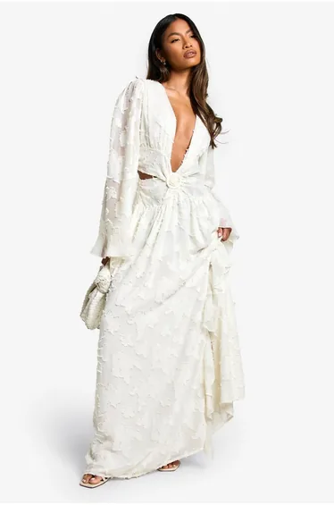 Textured Cut Out Maxi Dress