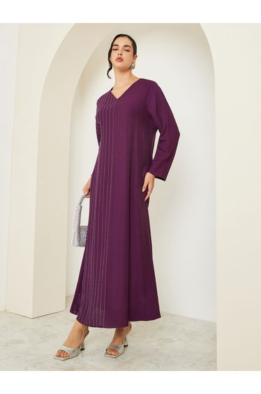 Women Purple Embellished A-Line Jalabiya