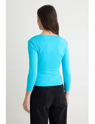 Turquoise Knitted T-Shirt - 4