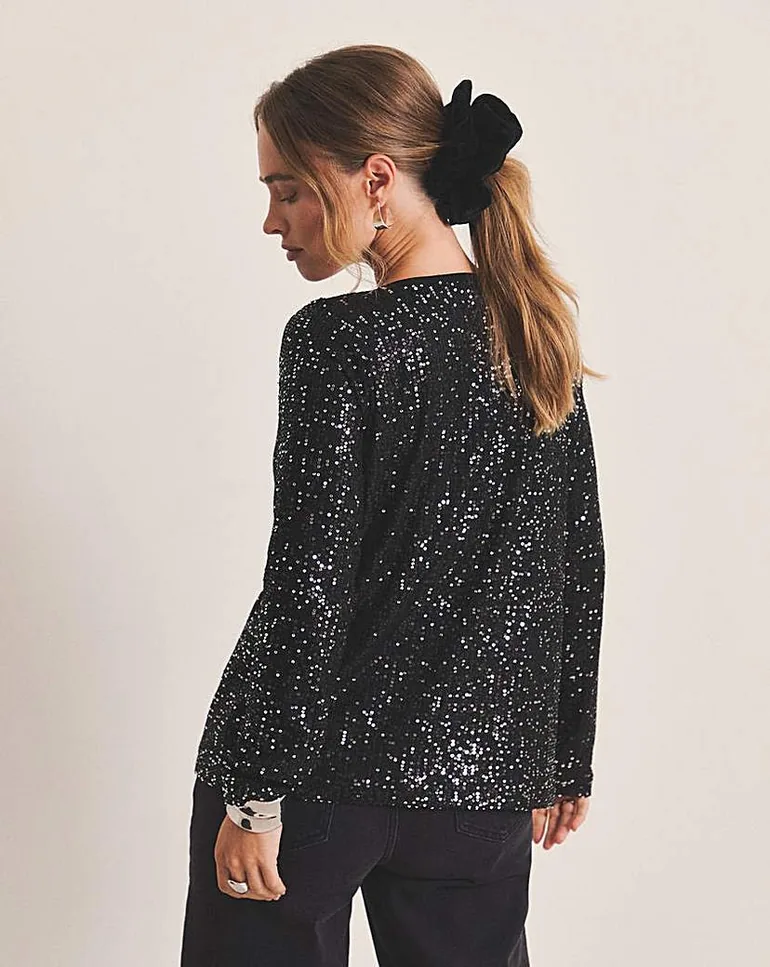 Bow Linear Sequin Cardigan - 2
