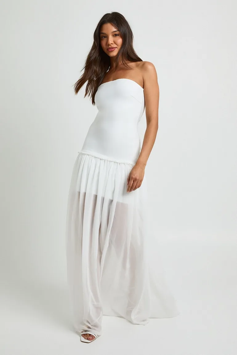 Premium Bandage Bandeau Maxi Dress - ivory