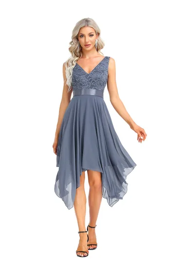 Bestselling V Neck Lace Chiffon Homecoming Prom Dresses