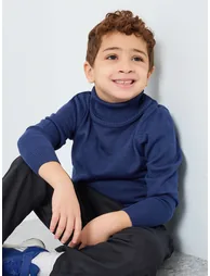 Boys Blue Roll Neck Knit Sweater
