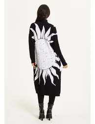 Black Sun Graphic Longline Cardigan - 5