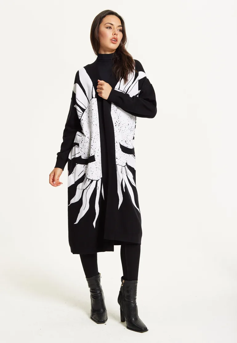 Black Sun Graphic Longline Cardigan - 2