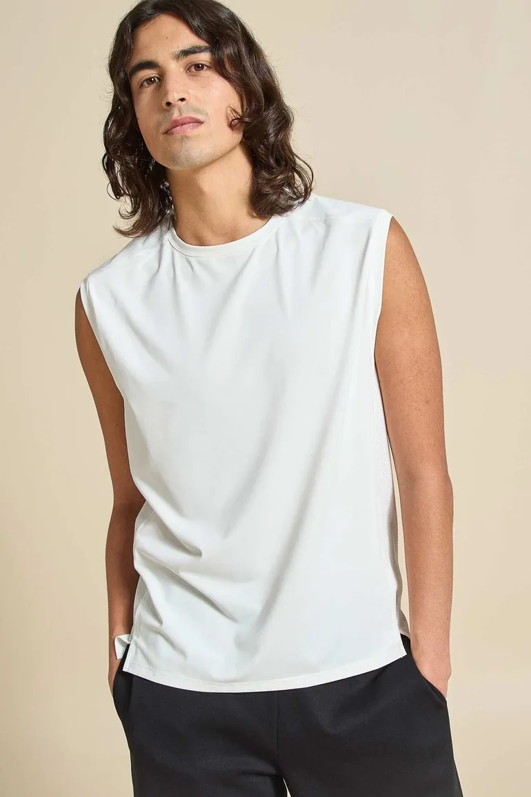 Sports Tank Top with Mesh Sides WHITE