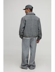Regular Fit Micro Check Pocket Harrington Jacket - grey - 1