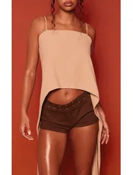 Mushroom Linen Drape Top - 3