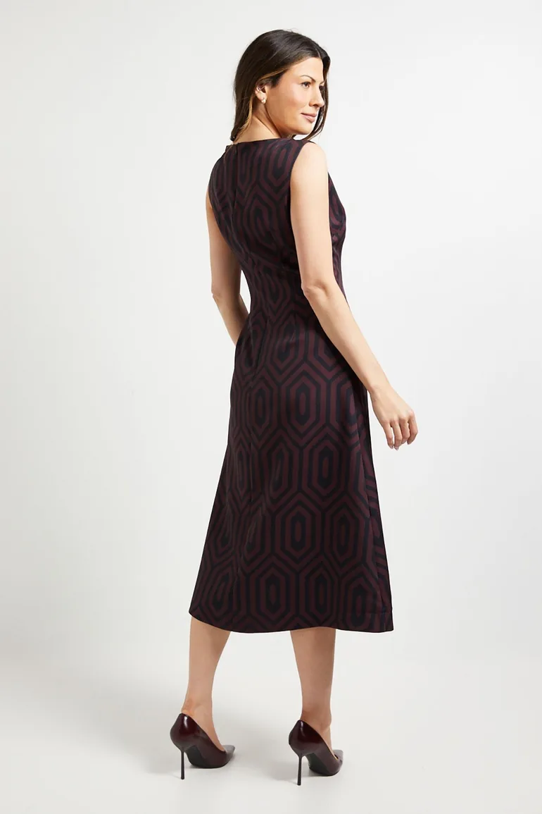 Geo Sleeveless Fit & Flare Midi Dress - 2