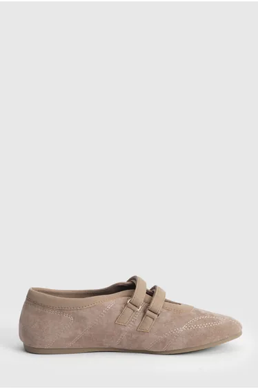 Terrie Faux Suede Double Strap Mary Jane Ballet Trainers